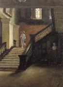 Bernard Hall Staircase to Public Library oil painting